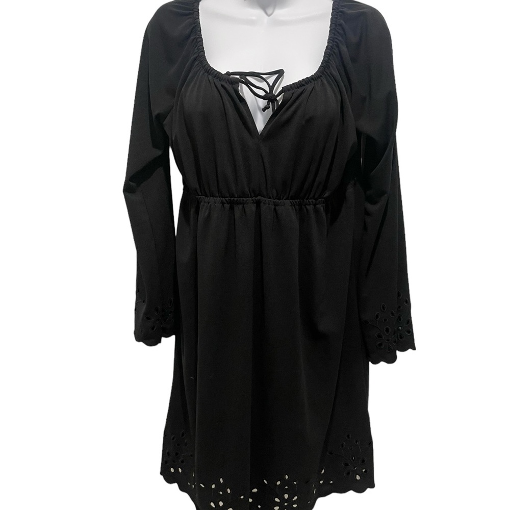 MICHAEL MICHAEL KORS Women’s Long Sleeve Eyelet Trim Dress Boho Witchy Medium